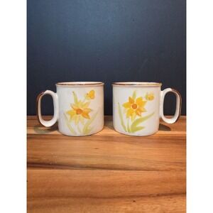 Vintage JI Stonecrest Set of 2 "Everglad" Ceramic Soup/coffee Mugs Made in Korea
